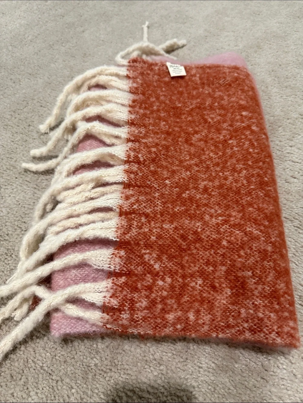 a.n.a Plush Cozy Scarf in Coral and Cream